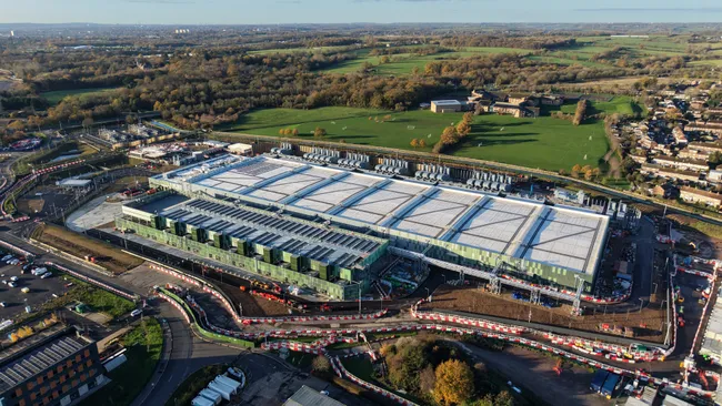 Public aerial view of a completed hyperscale campus