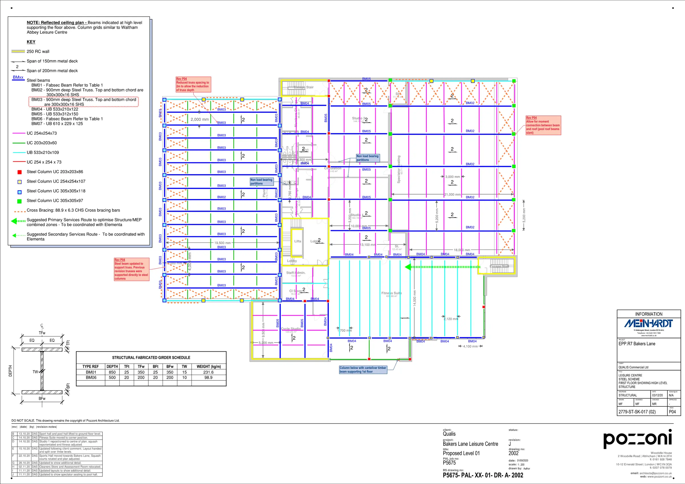 Sections through the proposed Bakers Lane steel structural scheme
