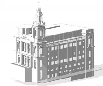 Morley House structural model with the retained City Temple frontage